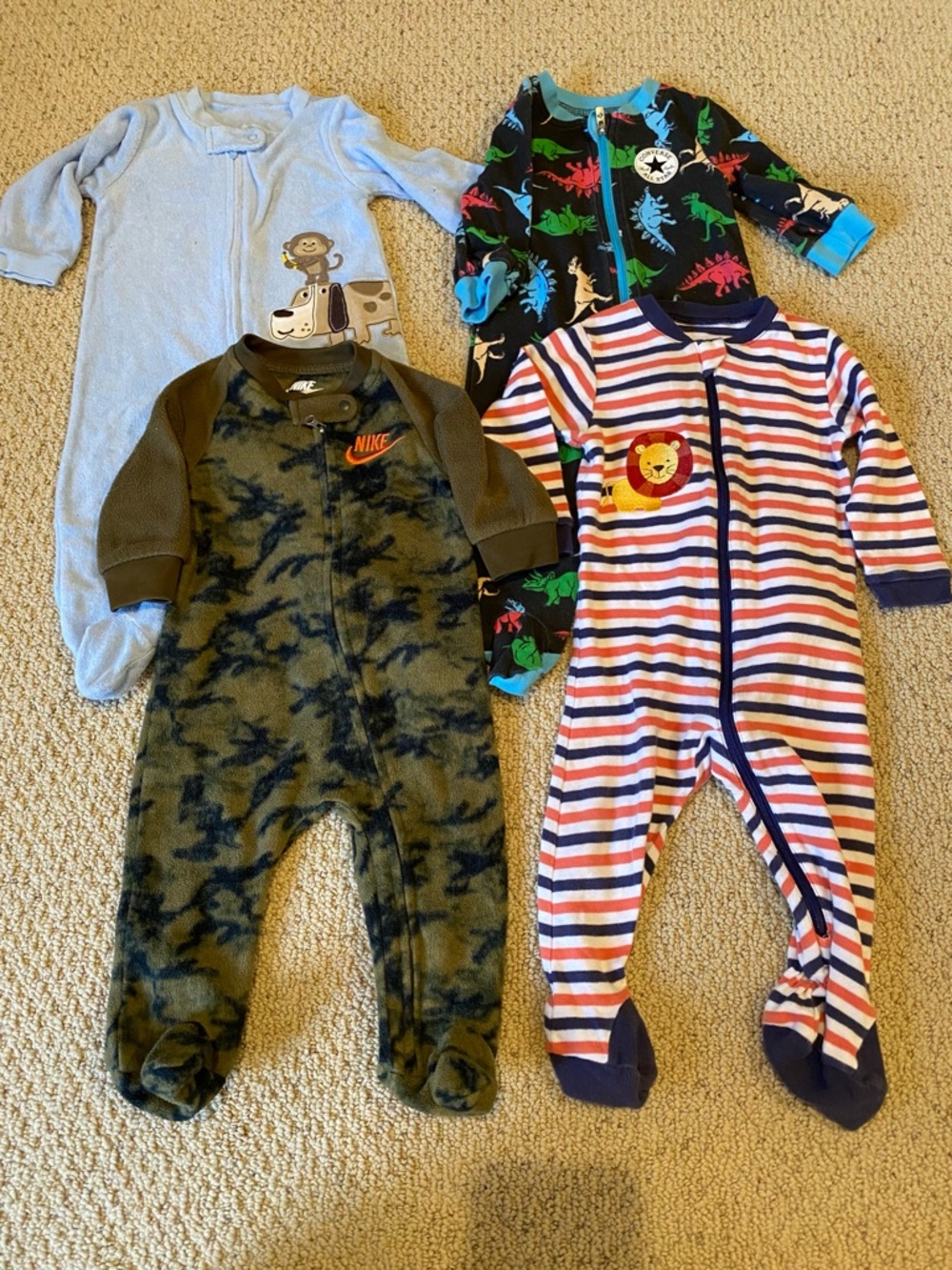 Baby Boy Sleeper Lot 6 month Tuffy Nike Converse Carters Clothing Bundle